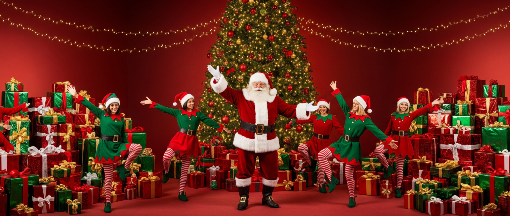 Weihnachtsmann tanzt mit Elfen Tanzschule Güth Hamm